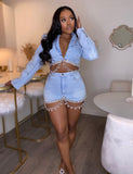 Chandelier | denim skirt set