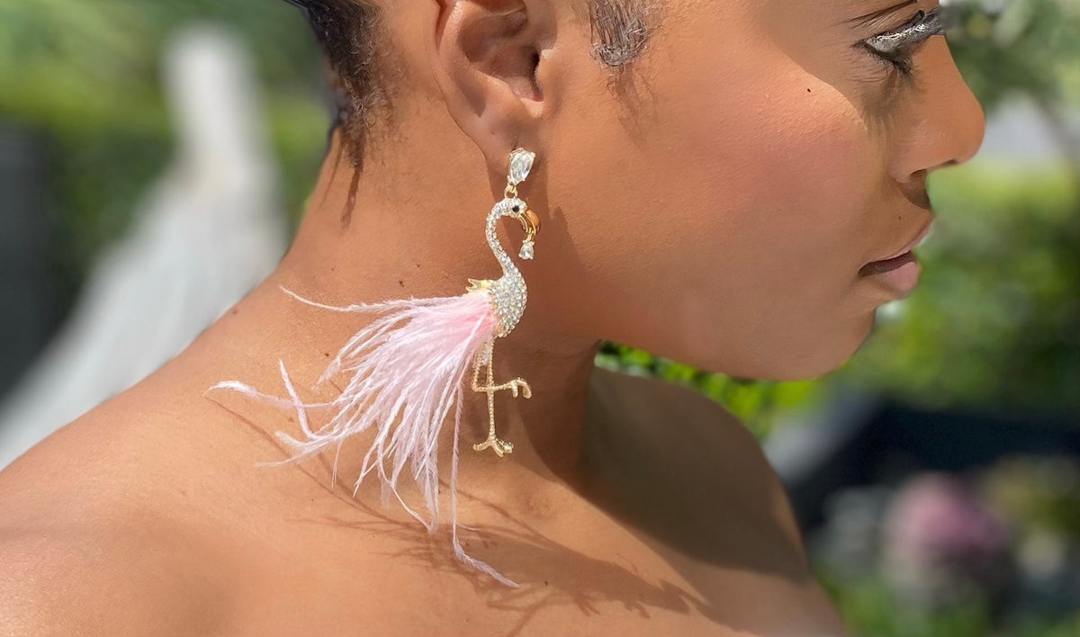 Flamingo | feather earrings