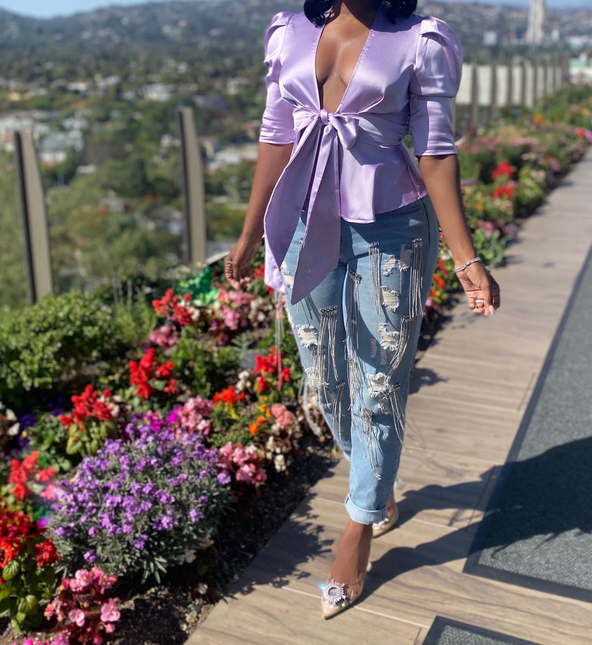 Lavender store satin top