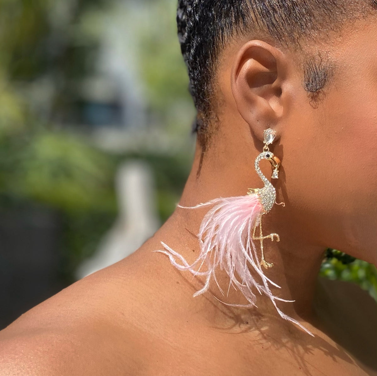 Flamingo | feather earrings